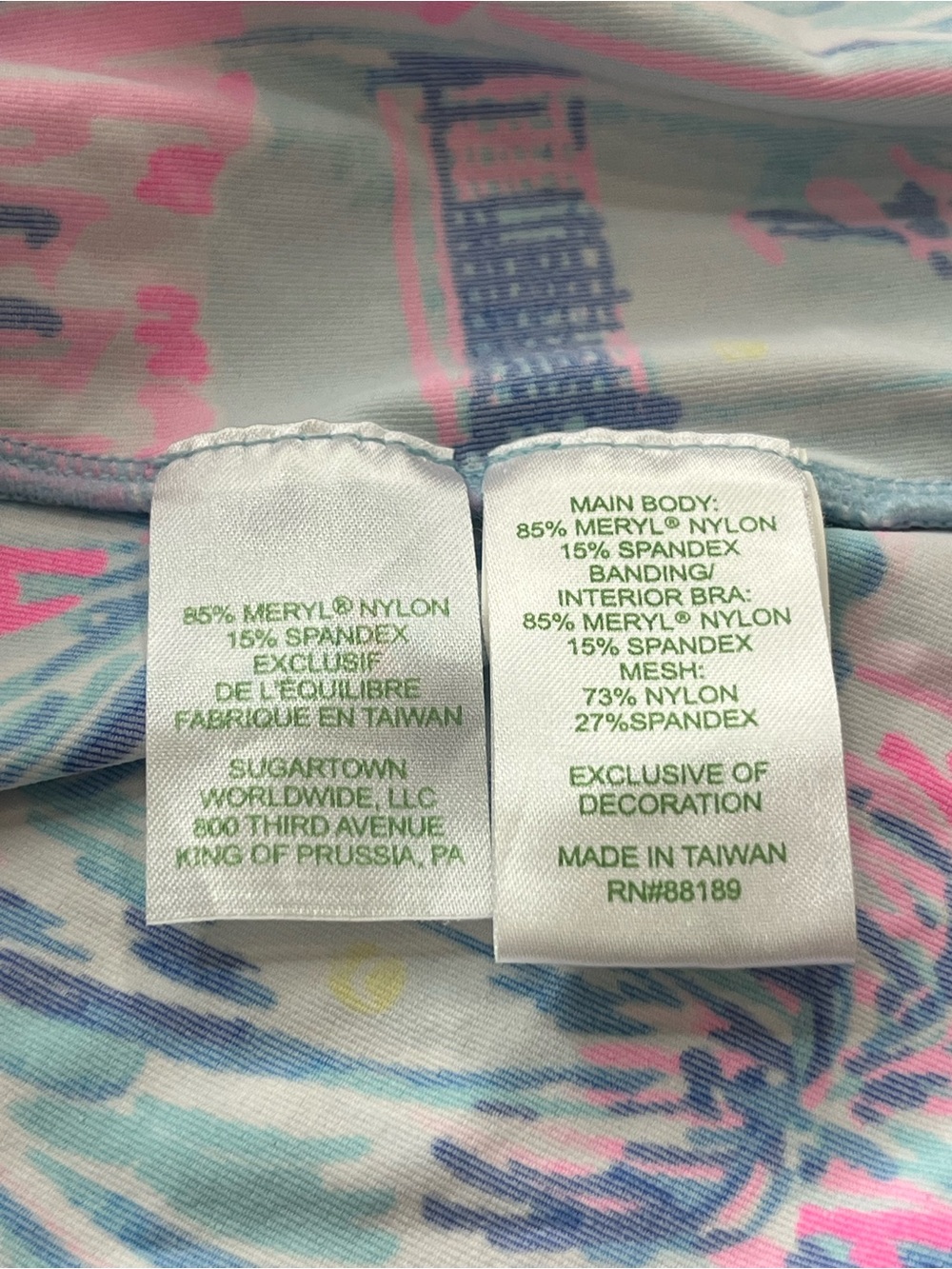 Lilly Pulitzer Luxletic Palm Print Zip Front Tank Top Built-In Bra S - Picture 12 of 13